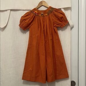 Orange Smocked Kids Dress